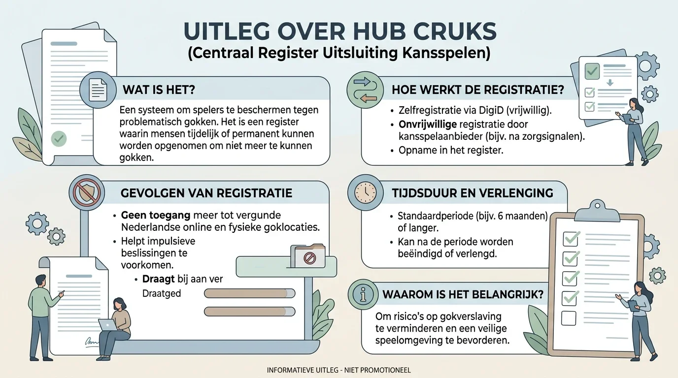 Rustige uitlegkaart met Cruks, Kansspelwijzer en hulp als drie controlepunten